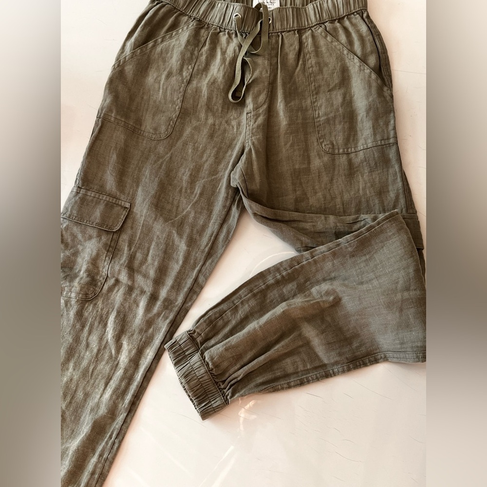 🔺sold🔺Nicole miller olive green linen cargo/ jogger pants size small
